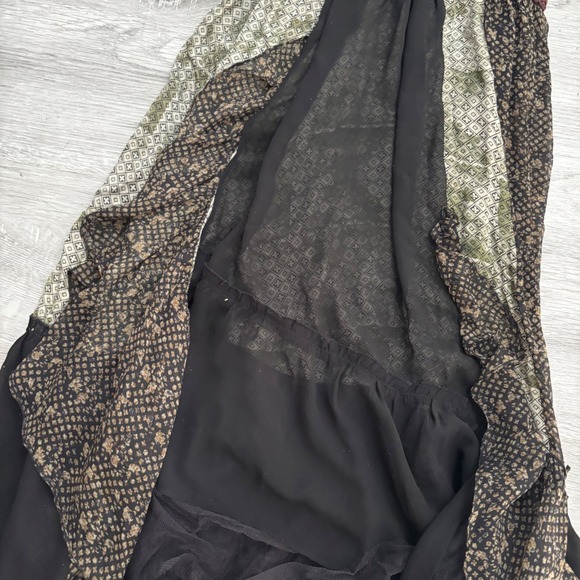 Free People One Shoulder Mixed Print Maxi Dress Belted Boho Small whimsygoth - Picture 3 of 6